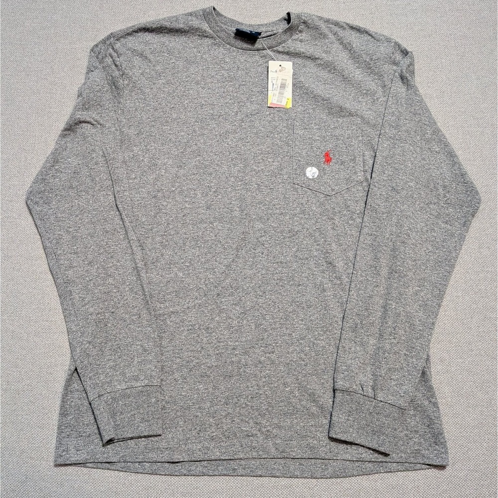 Polo Ralph Lauren Men's S Heather Gray Long Sleeve Pocket T-Shirt Pony Logo NWT